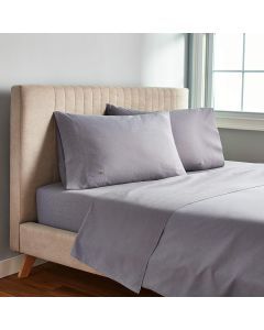 Lacoste 4-Piece Cotton Blend Queen Bed Sheet Set in Chambray Blue