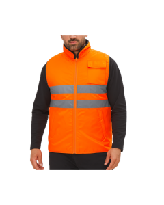 Mens Reversible High Visibility Zip Thru Vest - Fluro Orange (Workwear Jacket)