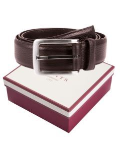 Dents Mens Lined Leather Sleek Belt with Gift Box in Brown