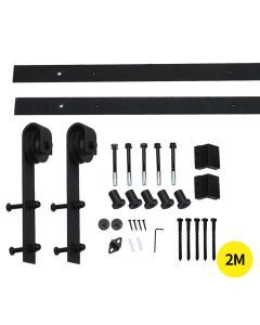 2m Antique Classic Style Single Sliding Barn Door Hardware Track Roller Kit