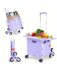 Portable Folding Cart with Stair Climbing Wheels- Purple