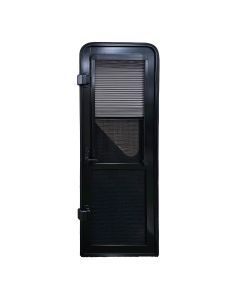 Aussie Traveller Caravan DC Door with Pleated Blind - RHH - Black - Round Top Corners - 1750 x 622mm