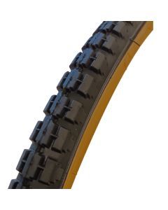 Duro 28" x 1-3/8" Block Tread Replacement Bike Tyre Black with Yellow-Gum Sidewall