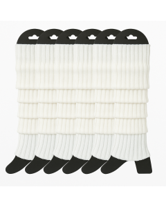 6x White Ribbed Leg Warmers Bulk Pack - Womens Dance Costume/80s Party