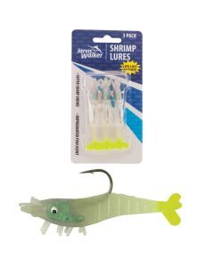 3 Pack of Rigged Jarvis Walker Scented Shrimp Soft Body Lures - Glo Chartreuse