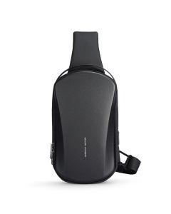 Hard-Shell Waterproof Crossbody Bag Sling with USB Port Black