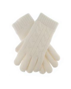 Dents Ladies Cable Knit Yarn Lined Gloves - Winter White (One Size)