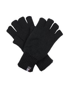 Dents 3M Thinsulate Black Fingerless Gloves - Knitted Insulation Polar Fleece