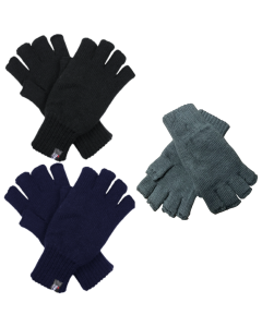 3x Dents Mens Thinsulate Knitted Fingerless Gloves Bulk Pack (Soft Warm Insulation for Winter)