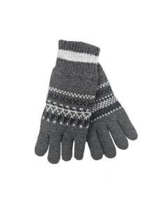 Dent's Mens Thinsulate Lined Fairisle Knit Gloves - Black/Grey