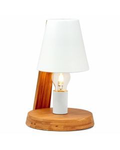32cm Wooden Base Modern Desk Table Lamp w/ White Metal Shade