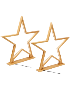 2x 52cm Bamboo Star Lamp - Table Light - Natural Decor