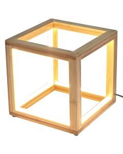 Bamboo Cube LED Lamp - Natural Scandi Minimalistic Modern Light