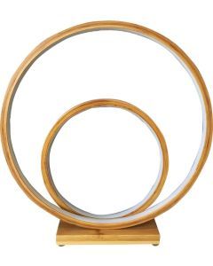 Natural Double Circle Bamboo LED Table Lamp - Modern Scandi Minimal Light