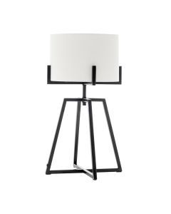 Modern Scandi Metal Dimmable Table Desk Lamp Light w/ Linen Shade - Matte Black