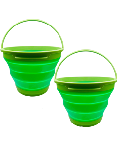 2x 7L Foldable Collapsible Silicone Bucket - Green (Hiking/Camping/Fishing)