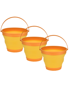 3x 7L Foldable Collapsible Silicone Bucket Bulk Pack - Orange (Hiking/Camping/Fishing)