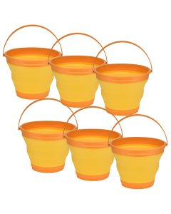 6x 7L Foldable Collapsible Silicone Bucket Bulk Pack - Orange (Hiking/Camping/Fishing)