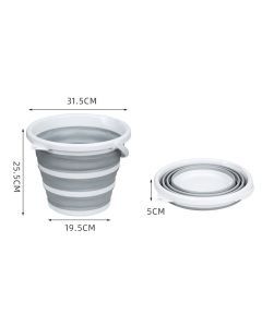 6x 10L Foldable Collapsible Bucket Silicone Hiking/Camping/Fishing - Grey/White