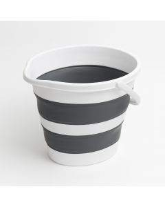 10L Foldable Collapsible Bucket - Silicone Storage Bin - Dark Grey/White