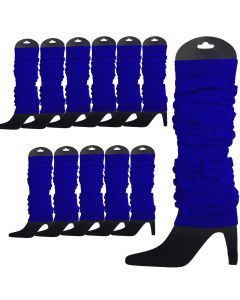 12x Royal Blue Leg Warmers Bulk Pack - Womens Dance Costume/80s Party