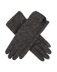 Dents Womens Plain Wool Glove With Contrast Piping Warm Winter Fleece Thermal - Charcoal/Black