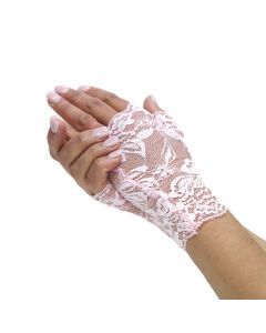 Dents Womens Lace Fingerless Mitten Glove Ladies - Pink