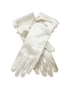 Dents Womens Satin Wrist Length Occasion Gloves with 2 Button Trim - Ivory