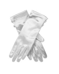 Dents Womens Satin Gloves with 2 Button Trim - White