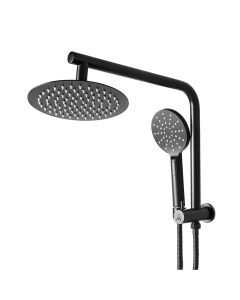 Traderight Group  Shower Head High Pressure Set Rain Round Brass Taps Mixer Handheld WELS Black