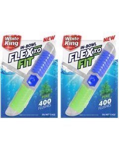 2x White King 50g In-Bowl Flex O Fit Toilet Cage - Pine Cleaning Agent