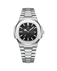 Watch for Men Stainless Steel Square Waterproof Quartz (Black)