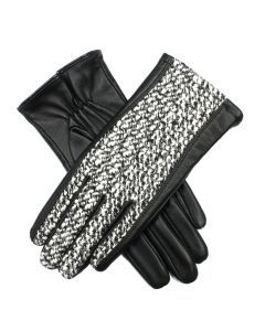 DENTS Womens Leather & Boucle Gloves Warm Winter Ladies Warm Elegant - Black/Multi