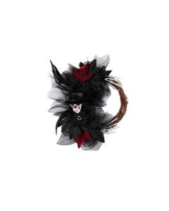 Halloween Skull Rose Wreath Door Hanging