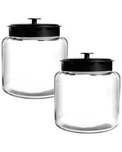2x Anchor Hocking Montana Jar 1.5 Gallon / 5.7L Glass Jar with Black Metal Lid