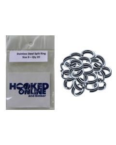 20 Pack of Size 9 Stainless Steel Split Rings