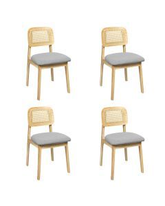 Levede 4x Rattan Dining Chair Upholstered Cane Weave Kitchen Wooden Wicker Chair