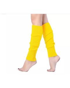 1 Pair Yellow Ribbed Leg Warmers - Womens Dance Costume/80s Party
