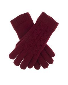 Dents Ladies Cable Knit Yarn Lined Gloves - Claret (One Size)