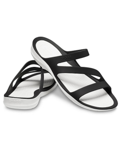Crocs Womens Swiftwater Sandals - Black/White (Summer Slip-On Flip Flops/Thongs)