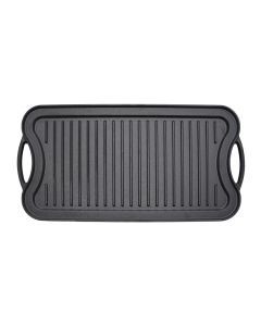 Toque 50.5cm Reversible Cast Iron Griddle Plate Non-Stick Grill Skillet Kitchen