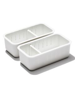OXO 2pc Adjustable Drawer Bin Set - Expandable Storage Organiser & Divider (Kitchen/Home)