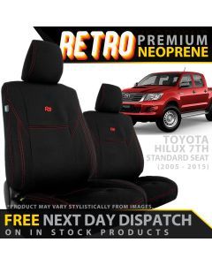 Toyota HiLux 7th Gen Retro Premium Neoprene (Standard Seat) 2x Front Seat Covers (In Stock)