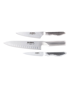 Global 3-Piece Stainless Steel Knife Set (with Fluted Blade) - Japanese Knives