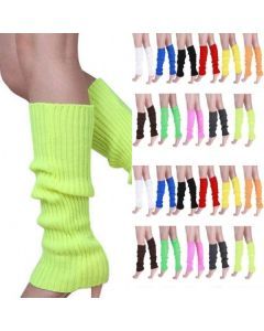24x Assorted Colours Ribbed Leg Warmers Bulk Pack - Womens Dance Costume/80s Party