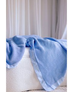 100% Cotton Waffle Blanket - Queen - Blue Bell