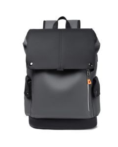 Waterproof PU Leather Laptop Backpack Computer Bag Grey