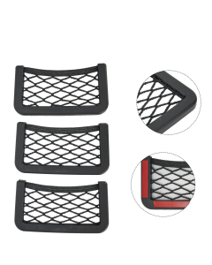 3PCS Universal Car Seat Organizer Mesh Net Pocket Black