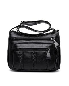 Women's Shoulder Crossbody Bag with Multilayered Soft Leather