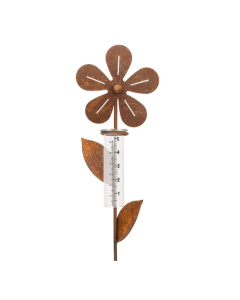 Simple Flower Stake w/Rain Gauge Garden Decor